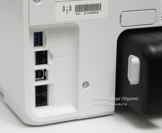 HP Officejet Pro 8500 Wireless (a909g). Разъемы подключениякоммуникационных кабелей и питания